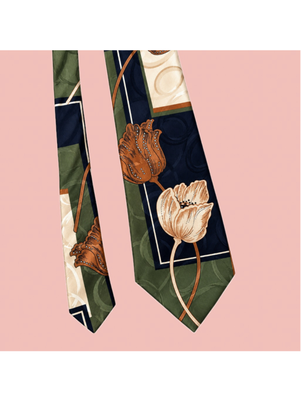Vintage Oscar de la Renta 100% Silk Floral Tulip Necktie Made in Canada
Vintage